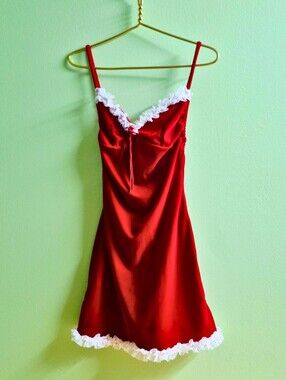 Vintage-Style Red Velvet Christmas Mini Dress